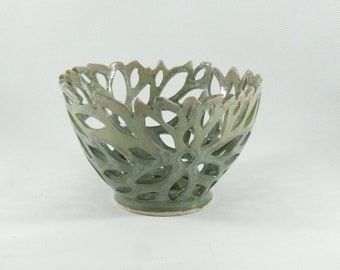 Ceramic Fruit Bowl, Ceramic Art Bowl, Ceramic Colander, Candle Holder, Office Decor, Living Room Decor, Lotus Flower, 9th Anniversary Gift