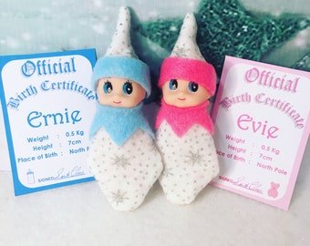 Baby Elf Doll Twins Shelf Sitters Ernie and Evie