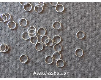 Set of 20 8mm silver-plated open jump rings