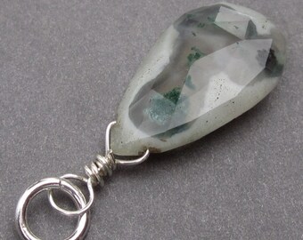 Solar Quartz Pendant, Sterling Silver Wire Wrapped Pendant, Interchangeable Pendant, Solar Quartz Jewelry, Stone 30