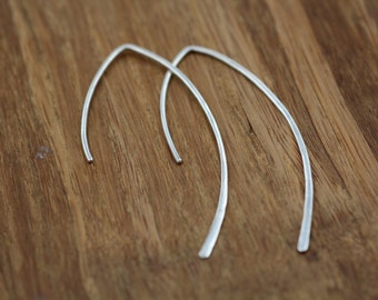 Arc Hoop Earrings - Arc Earrings - Silver Arc Hoop Earrings - Hoop Earrings - Arc Hoops - Hammered Hoop Earrings - V Hoop Earrings
