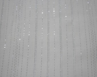 Handwoven cotton voile fabric with metallic stripes