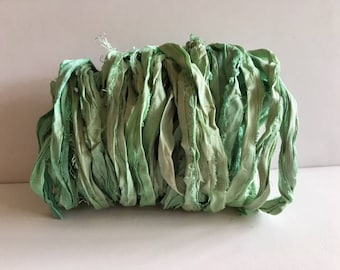 Silk Sari Ribbon-Seafoam Green Sari Ribbon-10 Yards