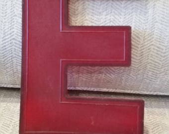 Large Vintage Red Plastic Marquee Letter E by Wagner Sign Service - 10" Tall