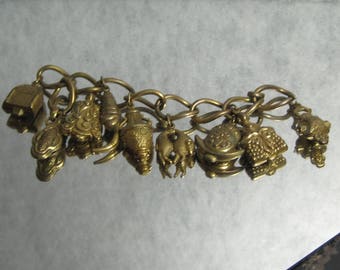 Vintage Costume Charm Bracelet Asian M139