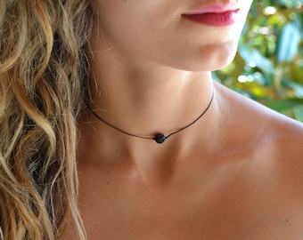 Oil Diffuser Necklace Lava Bead Necklace • Aromatherapy Gift Diffuser Jewelry Black Lava Stone •Essential Oil Diffuser, lava stone necklace
