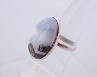 Blue Opal Ring, Handmade Ring, Blue Peruvian Opal Ring, Natural Gemstone Ring