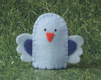 Bluebird Finger Puppet - Felt Bird Puppet - Felt Animal Puppet Bluebird - Garden Blue Bird Puppet