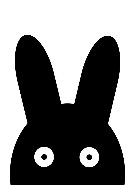 Peekaboo black white rabbit digital instant download art Peekaboo black white rabbit digital instant download art