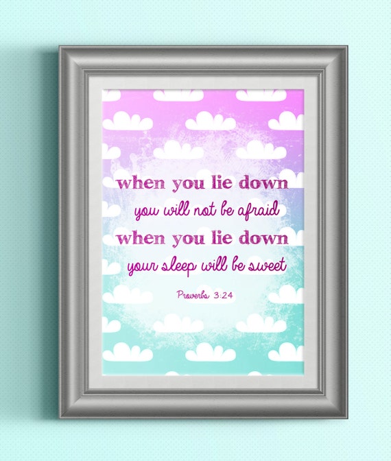 Items similar to Sweet Sleep Nursery Art Proverbs 3:24 - Digital Print ...