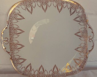 Stunning Vintage Windsor Baby Blue and Gold English Bone China Cake Plate - Perfect for afternoon, vintage tea set
