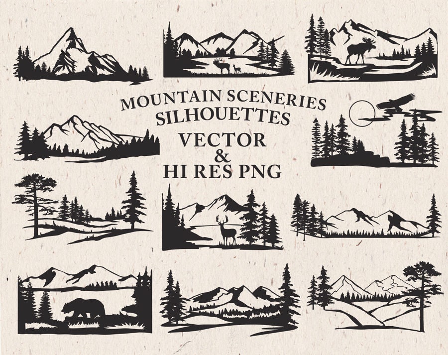 Download Mountain Scenery SVG Cut Files Mountain Scenery Silhouette