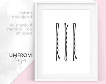Bobbi Pins Print, Salon Wall Prints, Hair Salon Decor, Hair Stylist Gift, Salon Wall Art, Beauty Salon Decor, Fashion Prints