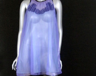 Vintage Peignoir Sheer Nightgown with Lace Trim - 50s 60s