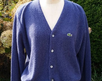 Izod, Lacoste purple cardigan. Preppy, size mens medium
