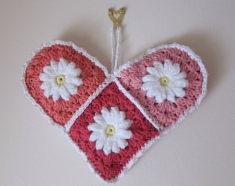 Cat Heart Granny Square Crochet PATTERNs 2 large