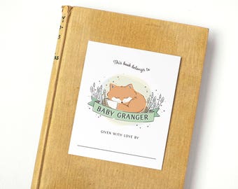 Fox Personalized Bookplates, Book Labels for Your Woodland Baby Shower // BABY FOX