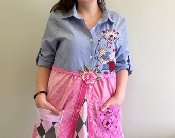Upcycled Boho Dress Upcyled Recycled Repurposed Clothing Gypsy Clothing Upcycled Clothing Boho Clothing Lagenlook Gypsy Tunic Dresses