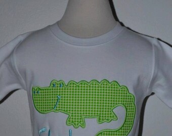Personalized Alligator Gator Swamp Applique Shirt or Bodysuit Boy or Girl