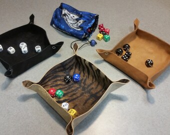 Suede Leather Collapsible Dice Tray