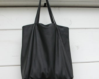 Black Leather Tote Bag Made to Order