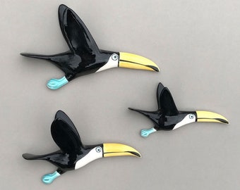 Ceramic Flying Toucan Set of 3