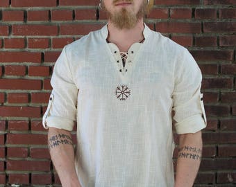 Viking Shirt, Norse Shirt, Viking Shield, Pagan, Ozora, Vegvisir, Viking man, Ragnar, Re-enactment, Earthy, Celtic.