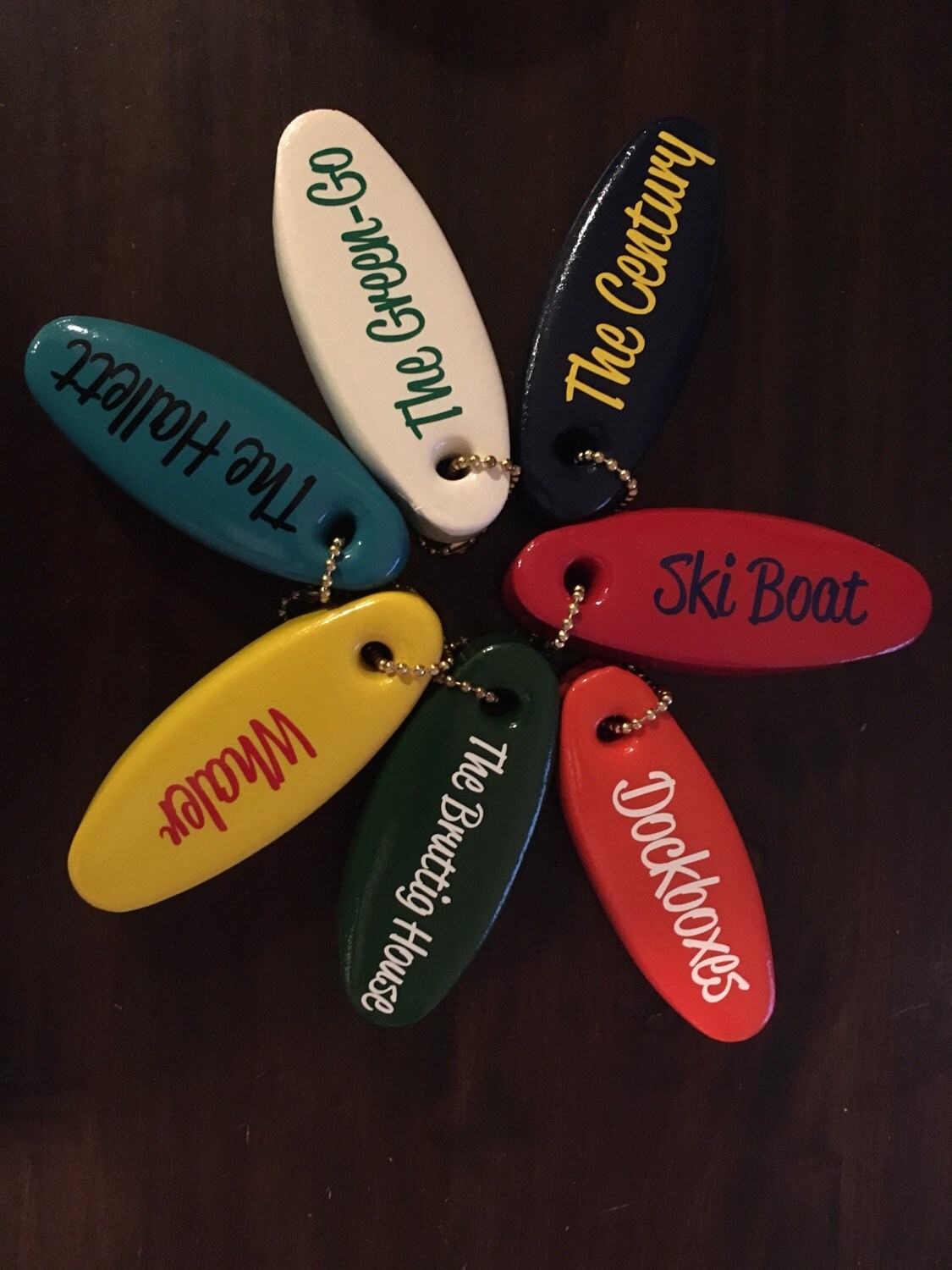 Personalized vinyl coated floating boat keychain