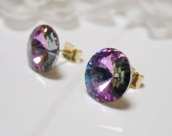 Captivating Sparkle Crystal Rivoli Stud Earrings, 12mm Gorgeous Crystal Earrings, Swarovski®, Sterling Silver Post