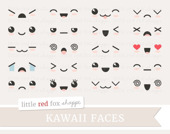 Kawaii Face Clipart Cute Faces Clip Art Expression Happy Sad