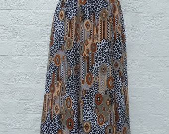 Womens skirt ladies tribal clothing 90s vintage skirt pull on clothes aztec urban fashion festival gift brown black skirt ladies clothing uk