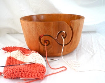 Wooden Yarn Bowl - Double Yarn Guides - Large Size- Gift for Knitters - Gift for Crocheters - For Knitting - For Crocheting