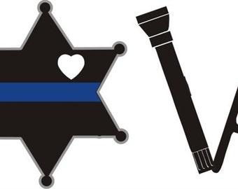 LOVE - 6 Point Star Thin Blue Line Reflective Decal SKU: D627