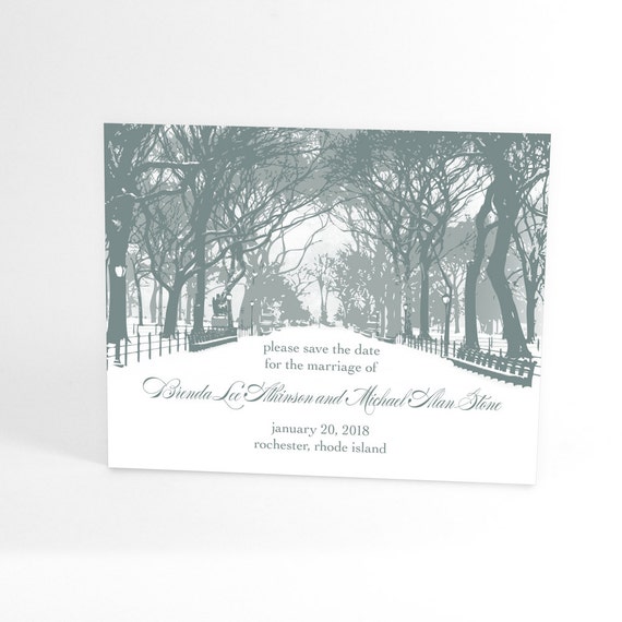 winter save the date cards winter wonderland wedding city