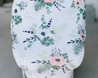 3-in-1 Stretchy Baby Nursing Cover, Car Seat Canopy, and Shopping Cart Cover (WINTER FLORAL)