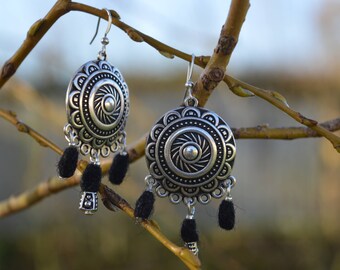 Earrings silver findings and felted wool