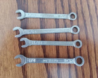Vintage Meteor Set of 4 Open End Combo Wrenches
