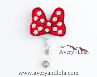 Bow Badge Reel, Mousey Bow Badge Reel, Bow ID Holder, Mousey Bow ID Holder, ID Badge Holder