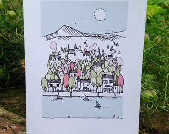 Landscape Card - Riverside Card - Blank Card - Thank You Card - Greetings Card
