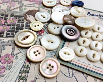 Vintage antique MOP shell buttons carded buttons