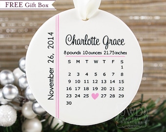 My First Christmas Ornament Baby First Christmas Ornament Baby Birth Calendar Personalized Ornament Baby Keepsake Shower Gift Item# BDC-O