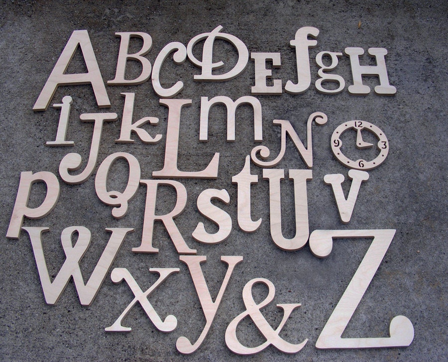 Unfinished Wooden Alphabet Set Letter Wall Zoom
