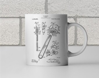 Crescent Wrench Patent Art Mug Gift, Wrench Mug, Handyman Mug, Plumber Mug, Handyman Gift, Contractor Gift, Plumber Gift, Coffee Mug