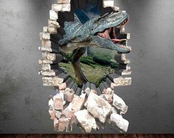 Dinosaur Wall Decal Wall Stickers Full Color 3D Dinosaur T-Rex Wall Art Sticker Boys Decal Mural Transfer Graphic Wall Stickers WSD245