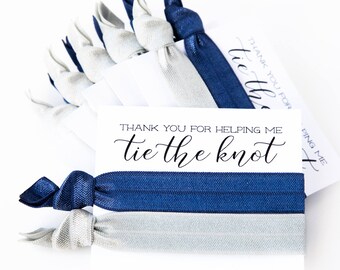 CHOOSE YOUR COLORS Hair Tie Bridesmaid Gifts | Navy + Silver Gray Hair Tie Favors, Wedding Party Gift, Modern Simple Navy Silver Grey Gray