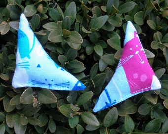 Catnip Toys Cat Toy Set Cotton Kitten Best Fun Play Handmade; Cat Print Fabric Organic Catnip