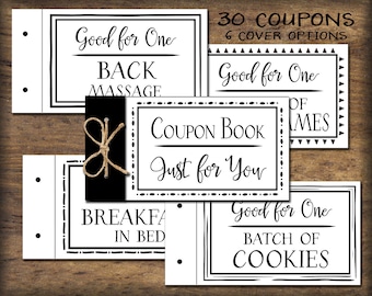Coupon Book. Printable gift idea. Instant download. DIY PDF. Digital print. Love vouchers. Gift for husband, wife, child, parent, friend