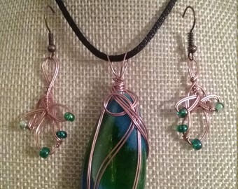 Fused Glass Necklace and Earring Set