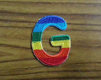 Rainbow Alphabet Letter G Applique Embroidered Iron on Patch