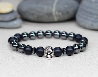 Skull bracelet Men jewelry Men bracelet Birthday gift for men gift for boyfriend gift for husband gift for brother gift for dad gift for him
